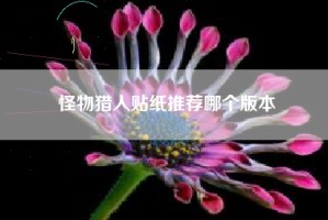 怪物猎人贴纸推荐哪个版本