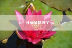 dnf  分解师找哪个npc