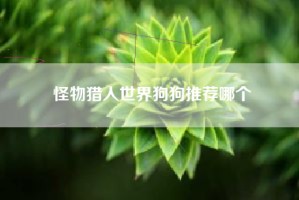 怪物猎人世界狗狗推荐哪个
