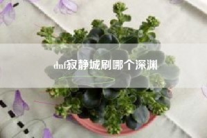 dnf寂静城刷哪个深渊