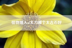 怪物猎人ol太刀哪个太古石好