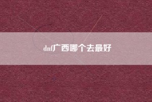 dnf广西哪个去最好