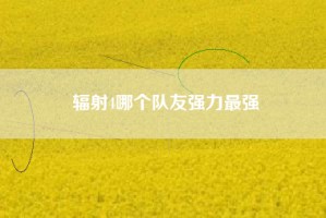 辐射4哪个队友强力最强