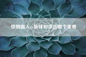 怪物猎人xx斩味和攻击哪个重要