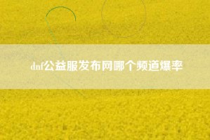 dnf公益服发布网哪个频道爆率