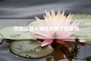 热血江湖水属性给哪个职业用
