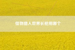 怪物猎人世界长枪用哪个