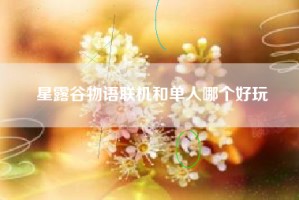 星露谷物语联机和单人哪个好玩