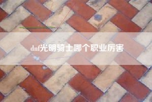 dnf光明骑士哪个职业厉害