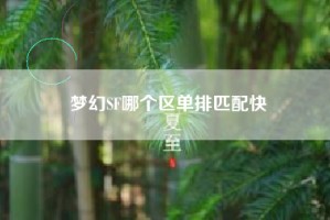 梦幻SF哪个区单排匹配快
