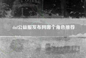 dnf公益服发布网哪个角色推荐
