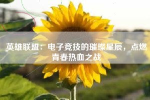 英雄联盟：电子竞技的璀璨星辰，点燃青春热血之战