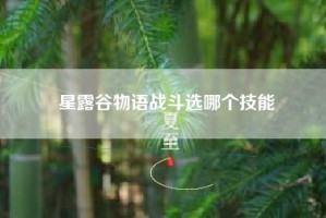星露谷物语战斗选哪个技能