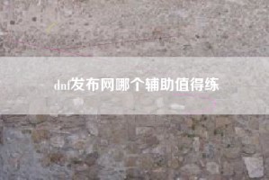 dnf发布网哪个辅助值得练