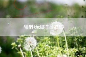 辐射4玩哪个阵营的