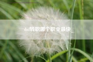 dnf转职哪个职业最快