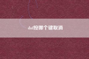 dnf按哪个键取消