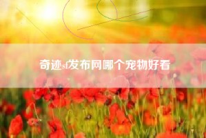 奇迹sf发布网哪个宠物好看