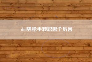 dnf男枪手转职哪个厉害