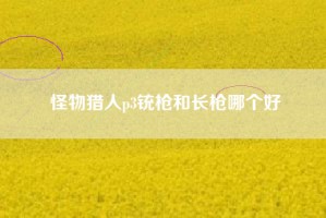 怪物猎人p3铳枪和长枪哪个好