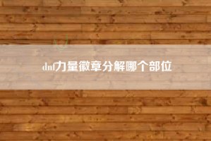 dnf力量徽章分解哪个部位