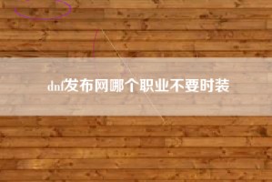 dnf发布网哪个职业不要时装