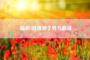 辐射4选择哪个势力最强