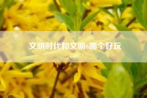 文明时代和文明6哪个好玩