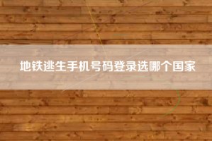 地铁逃生手机号码登录选哪个国家